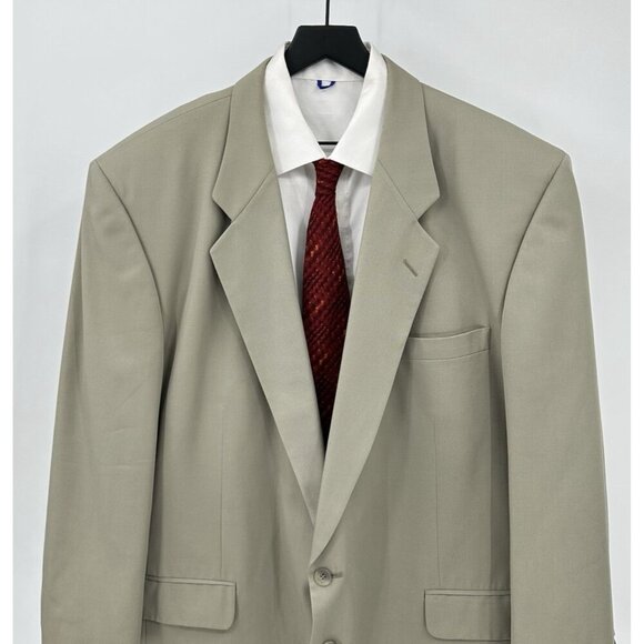 vintage 90s PIERRE BALMAIN jacket blazer sport coat 100% wool designer khaki 50R - Picture 4 of 9